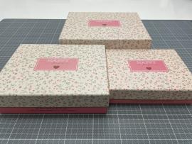 Stačiakampės dėžutės 3 dalių (rožinė-kreminė)