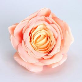 Dirbtinių išsiskleidusių rožės žiedų komplektas (12vnt. x 0.80€) [persikinė, 10x5,5cm]