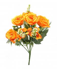 Dirbtinė gėlės puokštė, ilgis 31 cm (oranžinė)