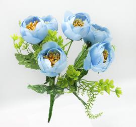 6 gėlių puokštė 31 cm (šv. mėlyna)