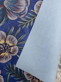 Vyniojamas popierius gėlėms su gėlių dekoracija 10 lapų, 50x60cm mėlynas