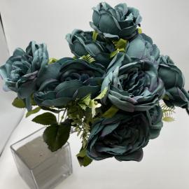 Dirbtinė rožių puokštė, ilgis 49cm (mėlyna)