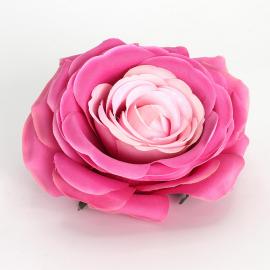 Dirbtinių išsiskleidusių rožės žiedų komplektas (12vnt. x 0.80€) [ryškiai ir šviesiai rožinė, 10x5,5cm]