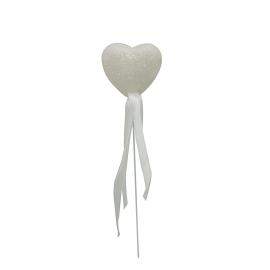 Baltos širdelės ant pagaliuko, skersmuo 4cm (12vnt x 0,20€)