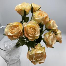 Dirbtinė rožių puokštė iš 9 vnt. , ilgis 35cm (šv. oranžinė)
