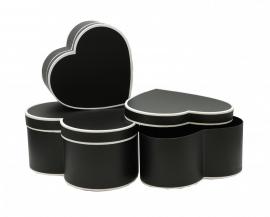 Širdelės formos dėžutės 3 dalių (juoda)