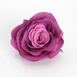 Dirbtinių prasiskleidusių rožės žiedų komplektas (12vnt. x 0.45€) [violetinė, 9x6cm]