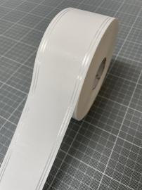 Plastikinė juosta 5cm/100m (balta su sidabriniais apvadais)
