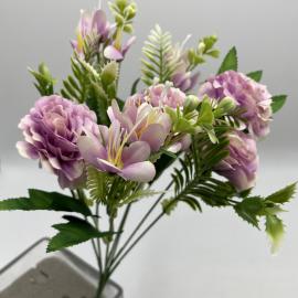 Dirbtinė gėlės puokštė, ilgis 31cm (šv. violetinė-violetinė)