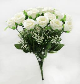 18 rožių puokštė 37cm (balta)