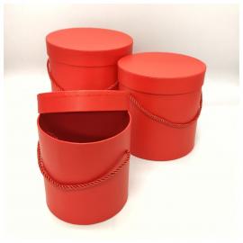 Cilindrinės dėžutės su rankenėle 3 dalių (raudona)