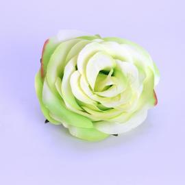 Dirbtinių prasiskleidusių rožės žiedų komplektas (12vnt. x 0.45€) [žalsva, 9x6cm]
