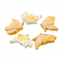 Dekoratyviniai priklijuojami drugeliai, 1,5x2,5cm (geltona, balta)