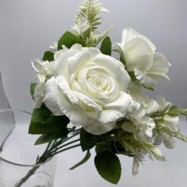 Dirbtinė gėlių puokštė, ilgis 43 cm (balta)