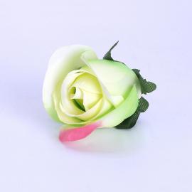 Dirbtinių rožės žiedų komplektas (12vnt. x 0.25€) [žalia, rožinė, 4,5x6cm]