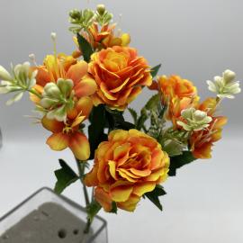 Dirbtinė gėlės puokštė, ilgis 31cm (oranžinė)