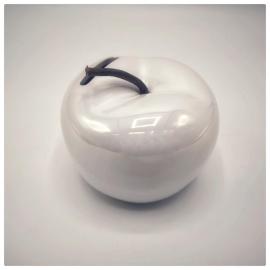 Keramikinis blizgantis obuolys taupyklė, 16x11cm (baltas)