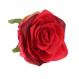Dirbtinių rožių žiedų komplektas (Rausvai raudona, 6x7cm) (12vnt. x 0.70€)