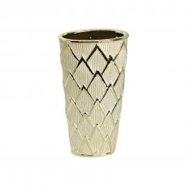 Keramikinė ovali vaza, aukštis 30cm (šviesiai auksinė)
