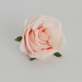 Dirbtinių prasiskleidusių rožės žiedų komplektas (12vnt. x 0.50€) [kreminė, šviesiai rožinė, 8x6cm]