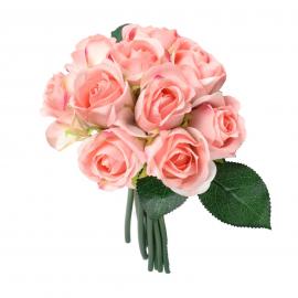 Dirbtina puokštė iš 10vnt rožių, ilgis 26cm (šviesiai rožinė)