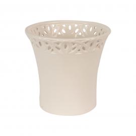 Keramikinis apvalus baltas vazonas (skersmuo 17cm)