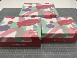 Stačiakampės dėžutės 3 dalių (rožinė-marga)