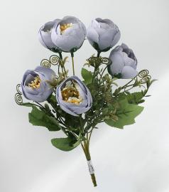 6 žiedų puokštė 31cm (šv. mėlyna)