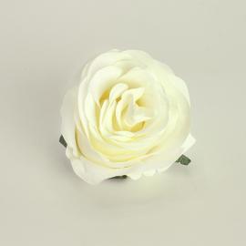 Dirbtinių prasiskleidusių rožės žiedų komplektas (12vnt. x 0.50€) [balta, 8x6cm]