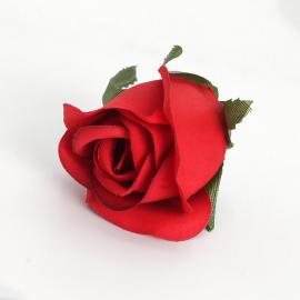Dirbtinių rožės žiedų komplektas (12vnt. x 0.25€) [raudona, 4,5x6cm]