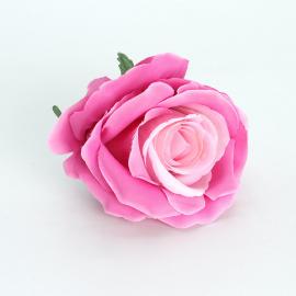 Dirbtinių rožės žiedų komplektas (12vnt. x 0.50€) [šviesiai ir ryškiai rožinė, 8x6,5cm]