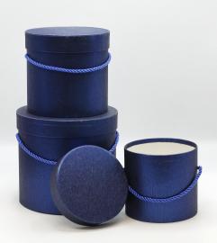 Cilindrinės dėžutės 3 dalių blizgančios su rankenėle (t. mėlyna)