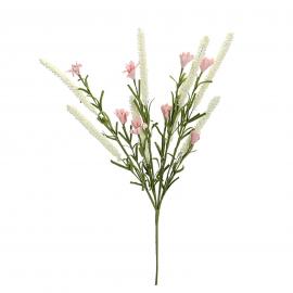 Dirbtinė putoplasto gėlių šakelė su žiedukais, ilgis 49cm (Balta, rožinė)