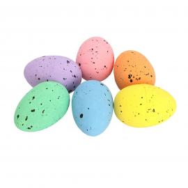 Velykiniai putplasčio kiaušiniai spalvoti taškuoti, 3,5x6cm (6vnt x 0,40€)