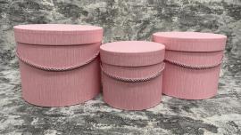 Cilindrinės dėžutės 3 dalių su rankenėle (rožinės)