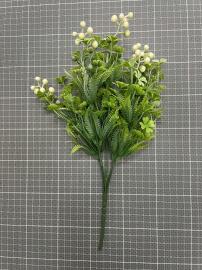 Dirbtinos gėlės šakelė su uogytėmis, ilgis 31cm (balta)