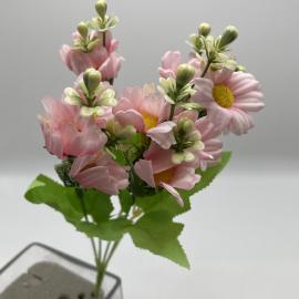 Dirbtinė gėlės puokštė, ilgis 30cm (rožinė)