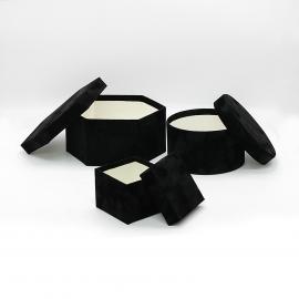 Skirtingų formų dėžutės 3 dalių "Zomšinės" (juoda)