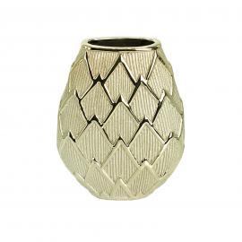 Keramikinė ovali vaza, aukštis 25cm (šviesiai auksinė)