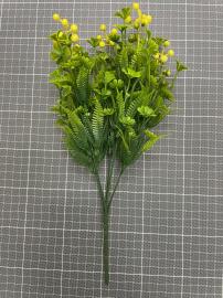 Dirbtinos gėlės šakelė su uogytėmis, ilgis 31cm (geltona)