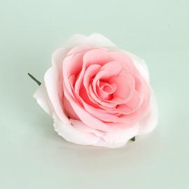 Dirbtinių prasiskleidusių rožės žiedų komplektas (12vnt. x 0.45€) [rožinė, 9x6cm]