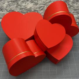 Širdelės formos dėžutės 5 dalių (raudona)