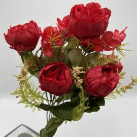 Dirbtinė gėlės puokštė, ilgis 36cm (raudona)