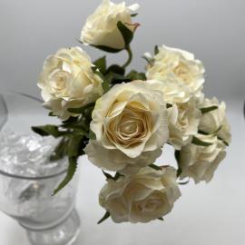 Dirbtinė rožių puokštė iš 9 vnt., ilgis 37cm (kreminė)