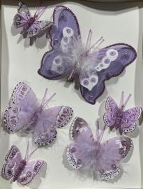 Dekoratyviniai prisegami drugeliai (MIX, violetinė, 1vnt x 1,05€, 2vnt x 0,80€, 3vnt x 0,45€)