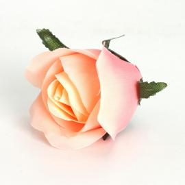 Dirbtinių rožės žiedų komplektas (12vnt. x 0.25€) [persikinė, rožinė, 4,5x6cm]