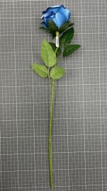Dirbtinė rožės šaka, ilgis 50cm (šv. mėlyna-mėlyna)