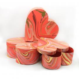 Širdelės formos dėžutės 3 dalių (marga-raudona)