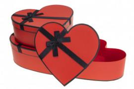 Širdelės formos dėžutės 3 dalių (raudona)