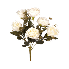 Rožių puokštė iš 6 žiedų, ilgis 32cm (balta)